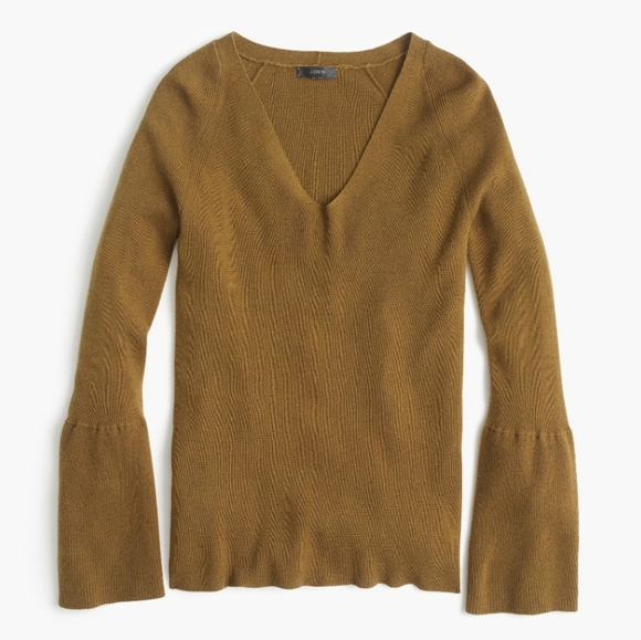 J. Crew Sweaters J Crew Peplum Sleeve Vneck Wool Blend Sweater